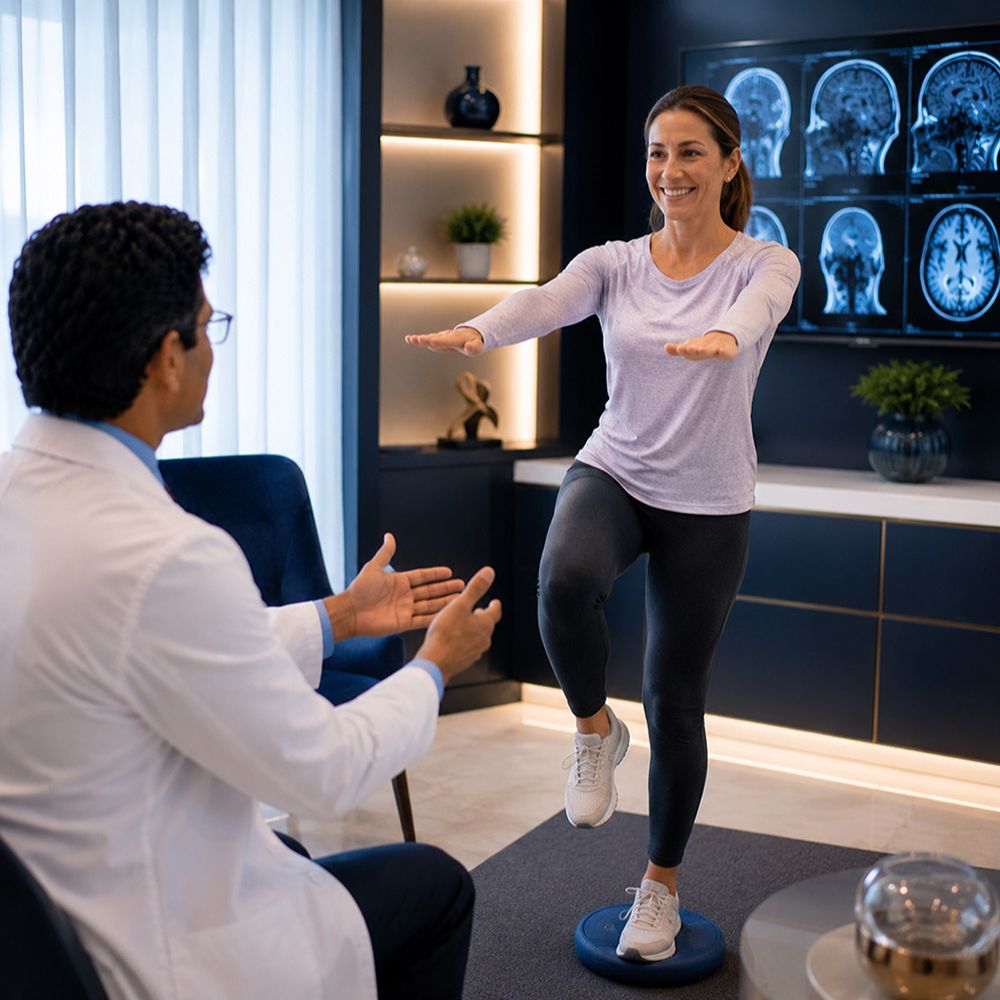 Patient showing improved recovery after concussion treatment with a neurologist in Tampa, Florida.