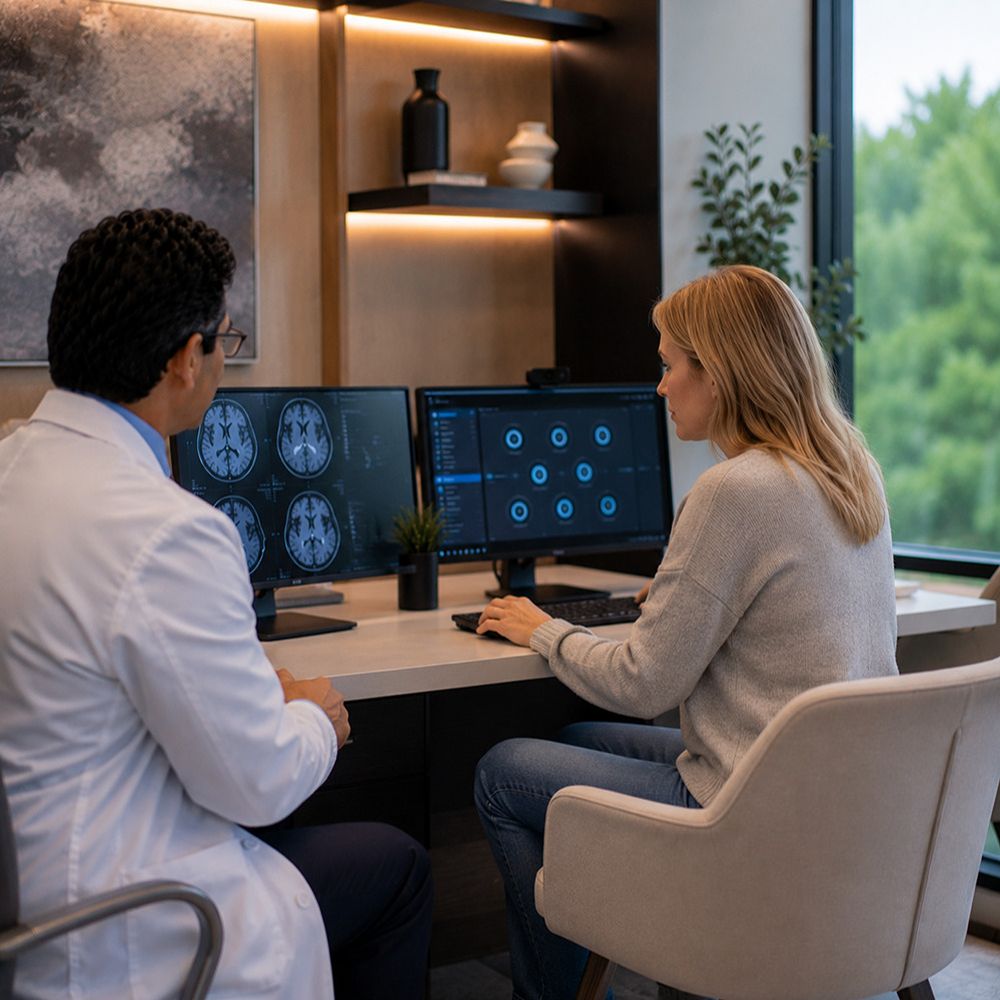 Neurologist providing non-surgical spine treatment consultation in Tampa, Florida.