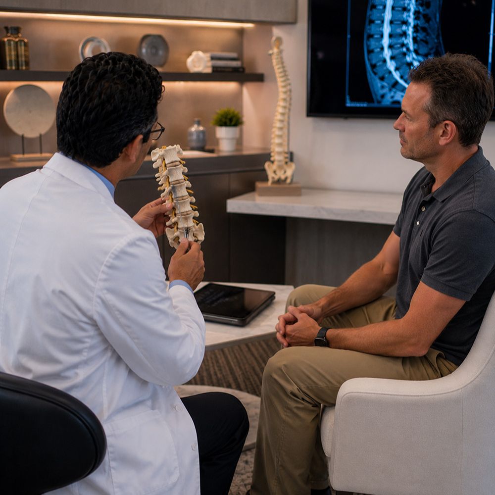 Regenerative spine care consultation with a neurologist in Tampa, Florida.