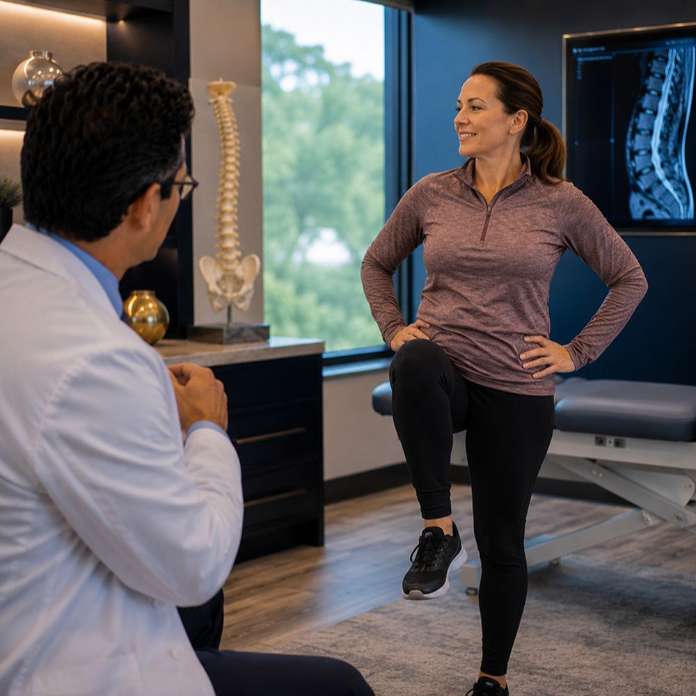 Patient achieving improved mobility after spine pain treatment with a neurologist in Tampa, Florida.