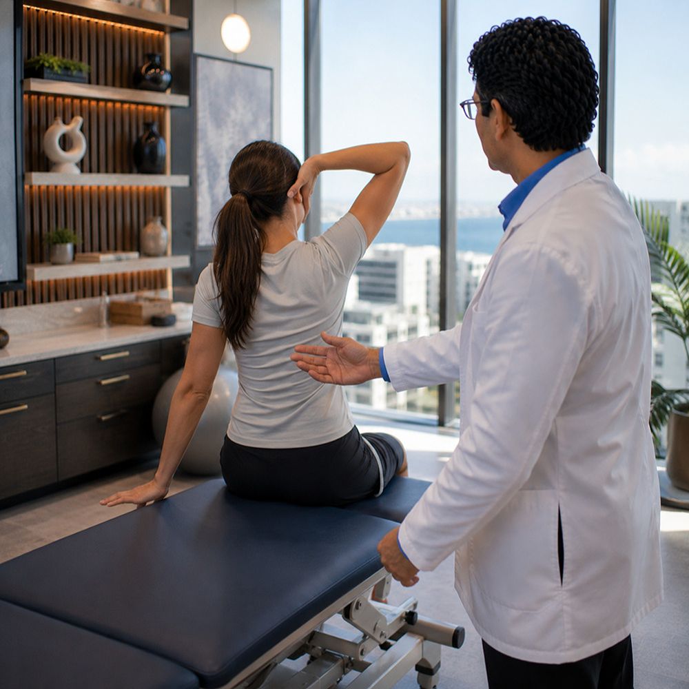 Patient showing improved mobility during regenerative spine therapy in Tampa, Florida.