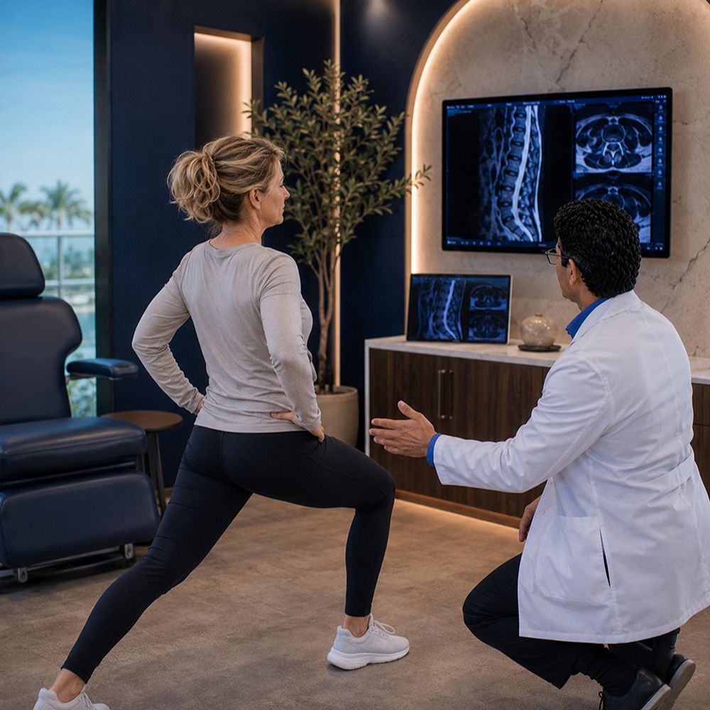 Patient experiencing improved recovery after regenerative stem cell therapy in Tampa, Florida.