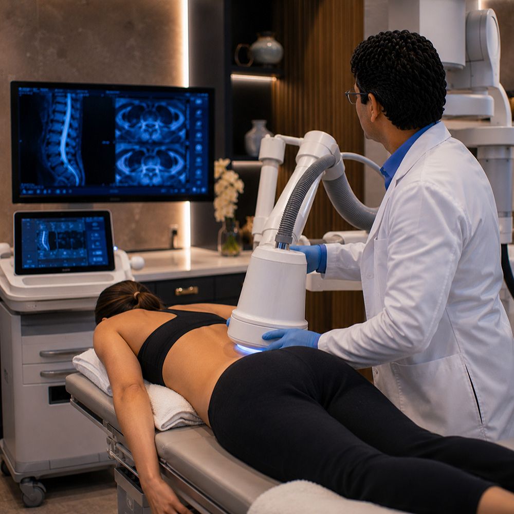 Patient undergoing regenerative stem cell therapy for spine recovery in Tampa, Florida.